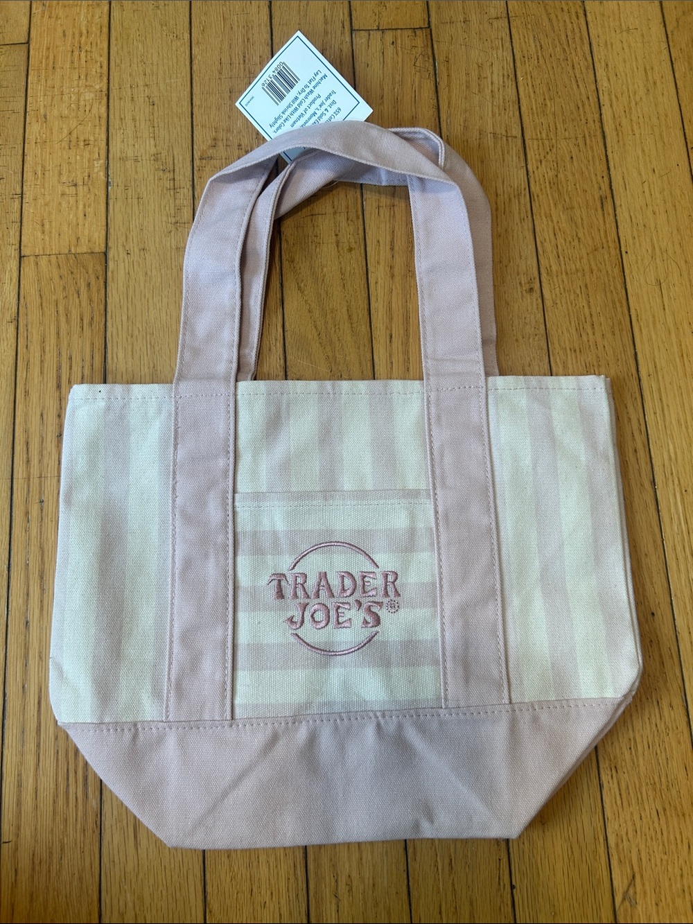 Trader Joe's Pink Stripe Canvas Tote